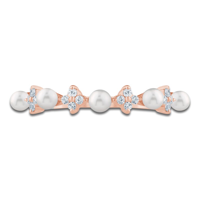 Main Image 3 of Pnina Tornai Cultured Pearl & Diamond Quatrefoil Anniversary Ring 1/6 ct tw 14K Rose Gold