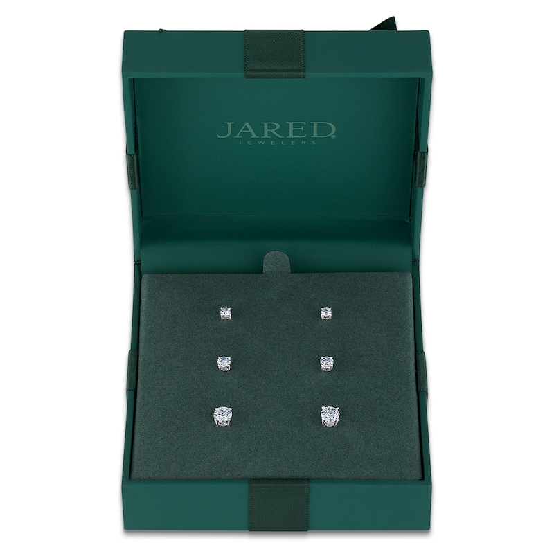 Main Image 1 of Round-Cut Lab-Grown Diamond Solitaire Stud Earrings Gift Set 1-5/8 ct tw 14K White Gold (SI2/F)
