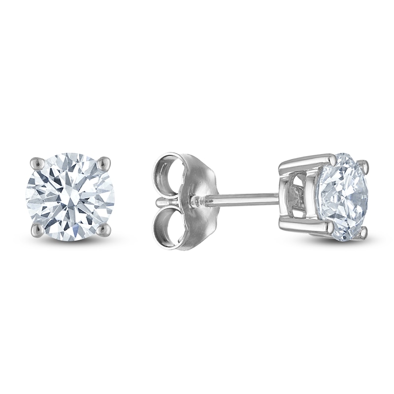 Main Image 4 of Round-Cut Lab-Grown Diamond Solitaire Stud Earrings Gift Set 1-5/8 ct tw 14K White Gold (SI2/F)