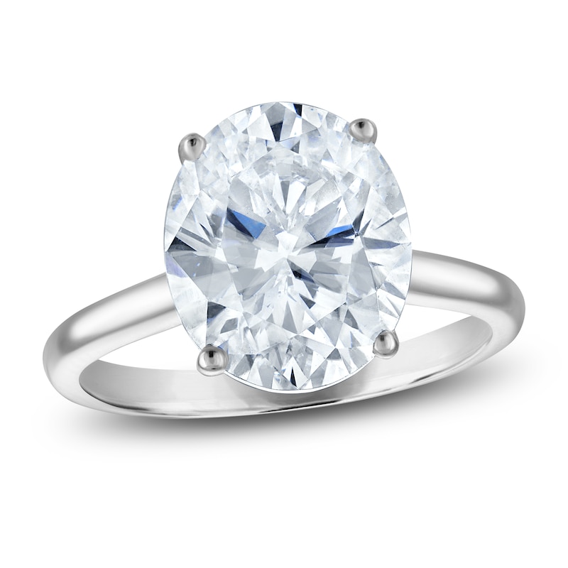 Main Image 1 of Oval-Cut Lab-Grown Diamond Solitaire Plus Engagement Ring 3-1/8 ct tw Platinum (VS2/F)