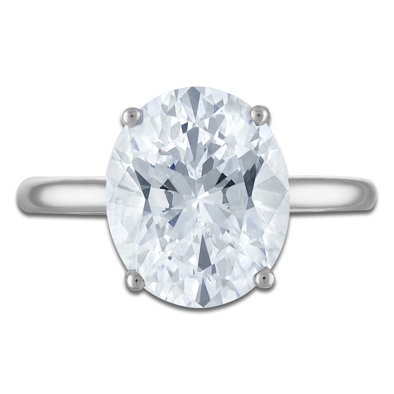 Main Image 3 of Oval-Cut Lab-Grown Diamond Solitaire Plus Engagement Ring 3-1/8 ct tw Platinum (VS2/F)