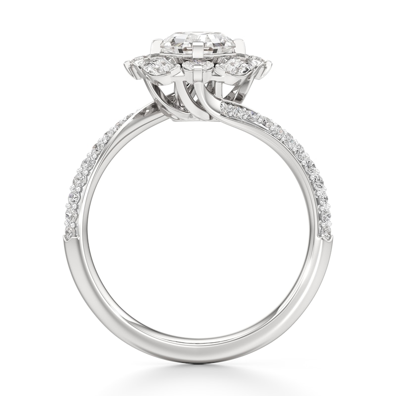 Main Image 2 of J'Lure Octagon Step-Cut Lab-Grown Diamond Halo Bypass Engagement Ring 1-5/8 ct tw 18K White Gold