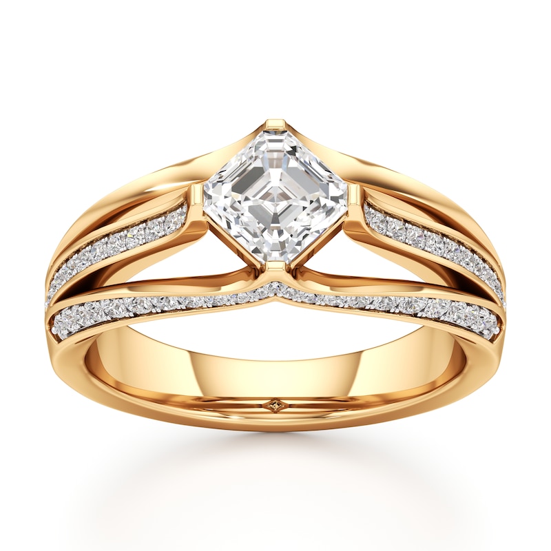 Main Image 1 of J'Lure Lab-Grown Diamond Square-Emerald Step-Cut Engagement Ring 1-3/8 ct tw 18K Yellow Gold