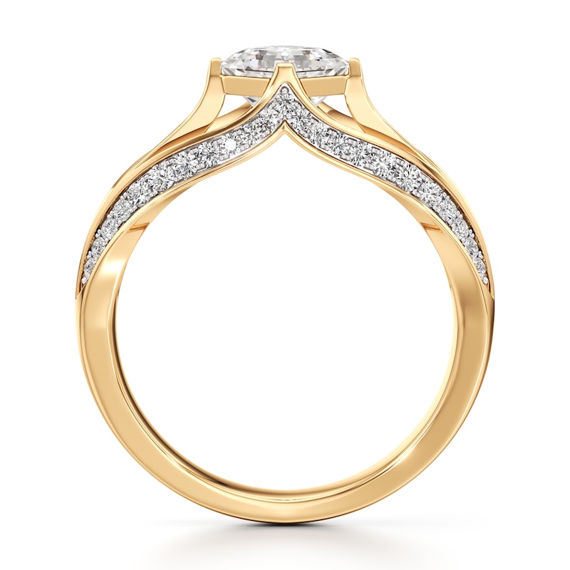 Main Image 2 of J'Lure Lab-Grown Diamond Square-Emerald Step-Cut Engagement Ring 1-3/8 ct tw 18K Yellow Gold