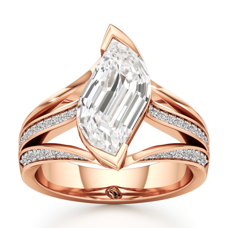 Main Image 1 of J'Lure Lab-Grown Diamond Leaf Step-Cut Engagement Ring 3-1/2 ct tw 18K Rose Gold