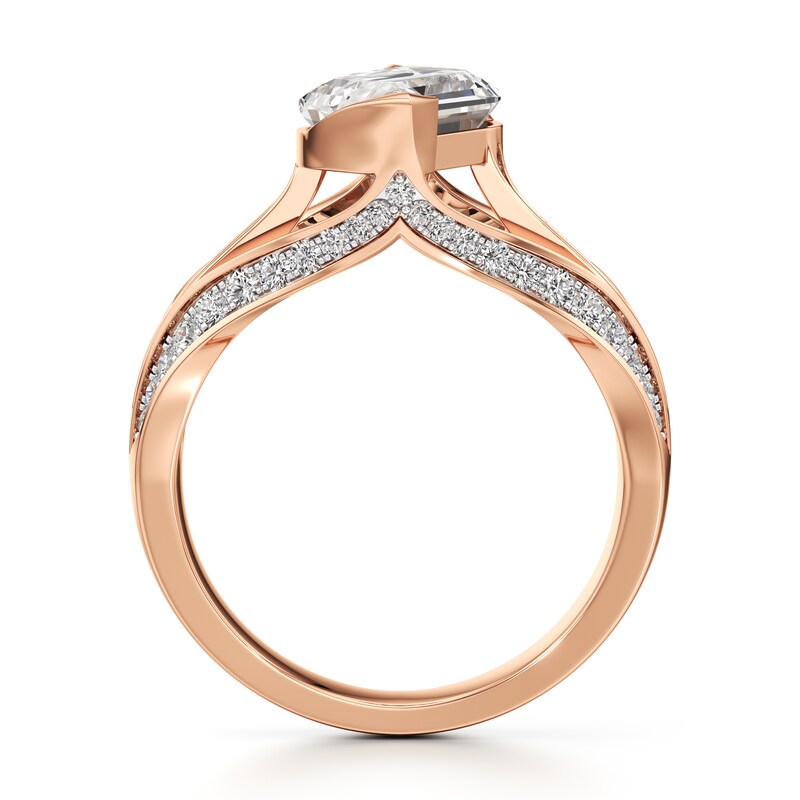 Main Image 2 of J'Lure Lab-Grown Diamond Leaf Step-Cut Engagement Ring 3-1/2 ct tw 18K Rose Gold