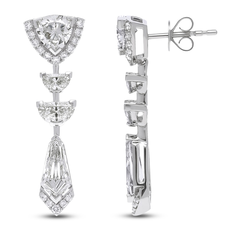 Main Image 1 of J'Lure Trillion Curved Brilliant-Cut, Half Moon Brilliant-Cut & Tie Step-Cut Lab-Grown Diamond Dangle Earrings 3-1/3 ct tw 14K White Gold