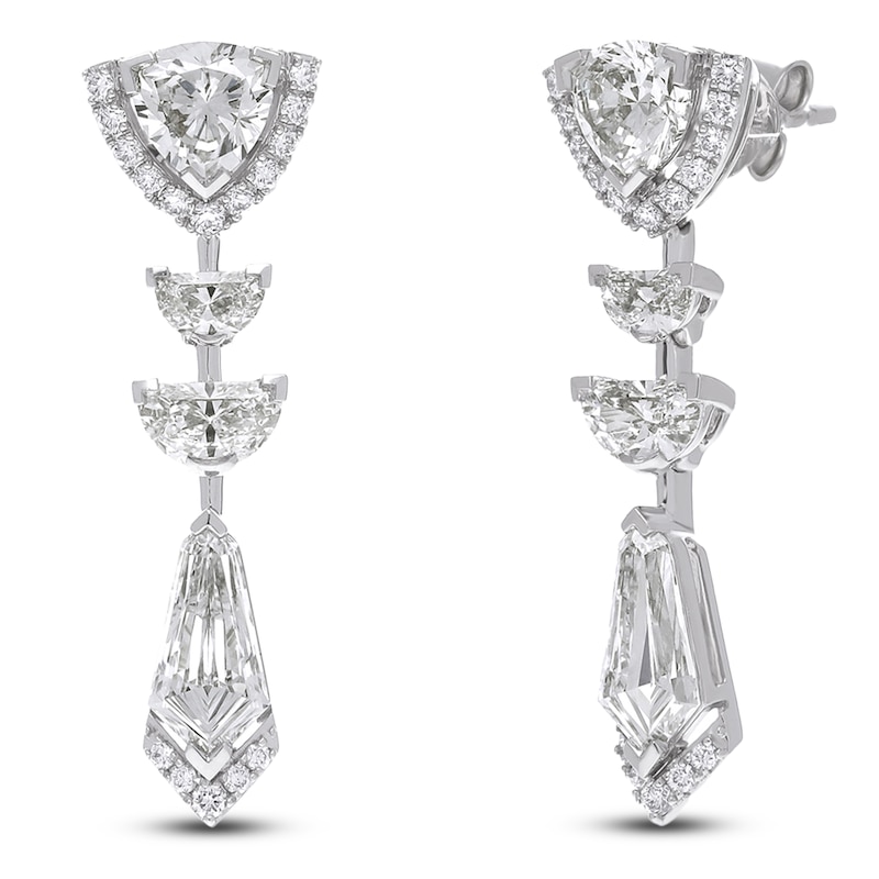 Main Image 2 of J'Lure Trillion Curved Brilliant-Cut, Half Moon Brilliant-Cut & Tie Step-Cut Lab-Grown Diamond Dangle Earrings 3-1/3 ct tw 14K White Gold