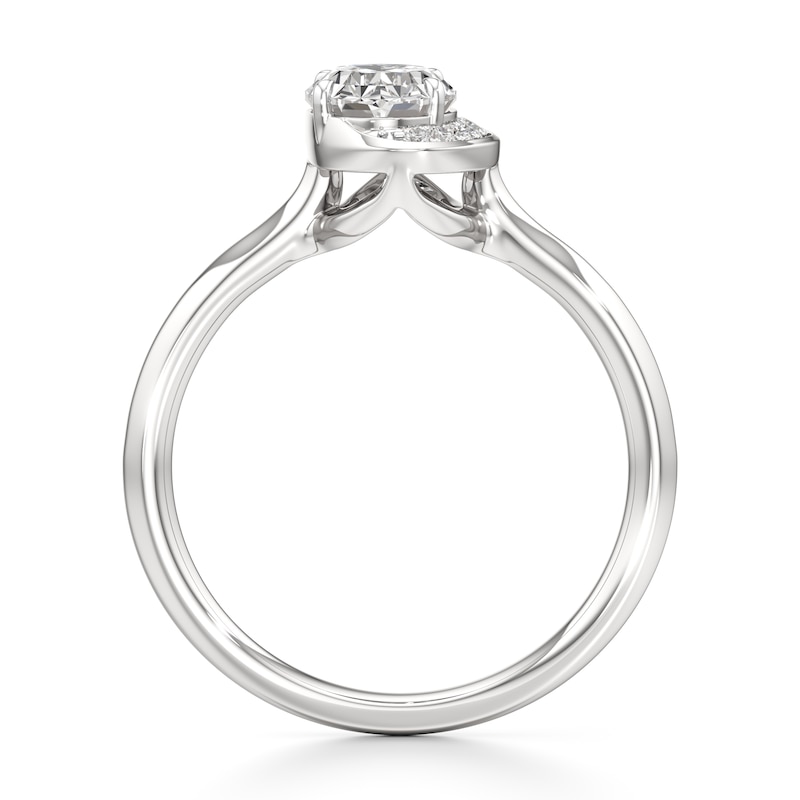 Main Image 2 of J'Lure Oval Step-Cut Lab-Grown Diamond Half-Halo Engagement Ring 1 ct tw 18K White Gold