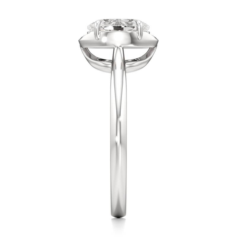 Main Image 3 of J'Lure Oval Step-Cut Lab-Grown Diamond Half-Halo Engagement Ring 1 ct tw 18K White Gold