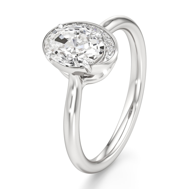 Main Image 4 of J'Lure Oval Step-Cut Lab-Grown Diamond Half-Halo Engagement Ring 1 ct tw 18K White Gold