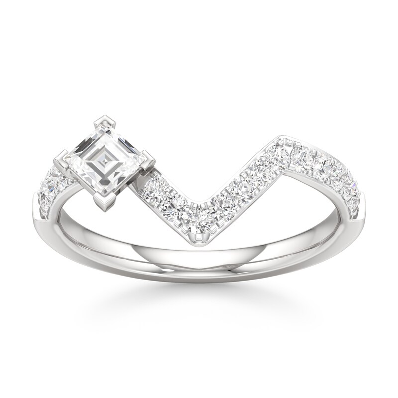 Main Image 1 of J'Lure Carre Step-Cut Lab-Grown Diamond Contour Wedding Band 1/2 ct tw 18K White Gold