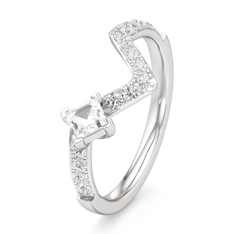 Main Image 4 of J'Lure Carre Step-Cut Lab-Grown Diamond Contour Wedding Band 1/2 ct tw 18K White Gold