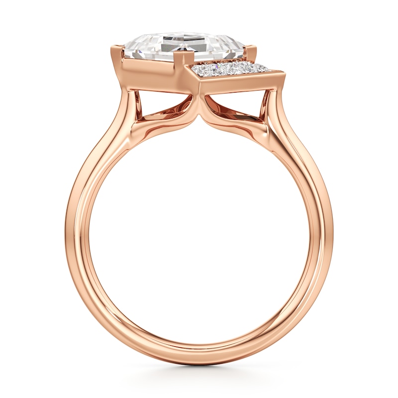 Main Image 2 of J'Lure Carre Step-Cut Lab-Grown Diamond Half-Halo Engagement Ring 2 ct tw 18K Rose Gold