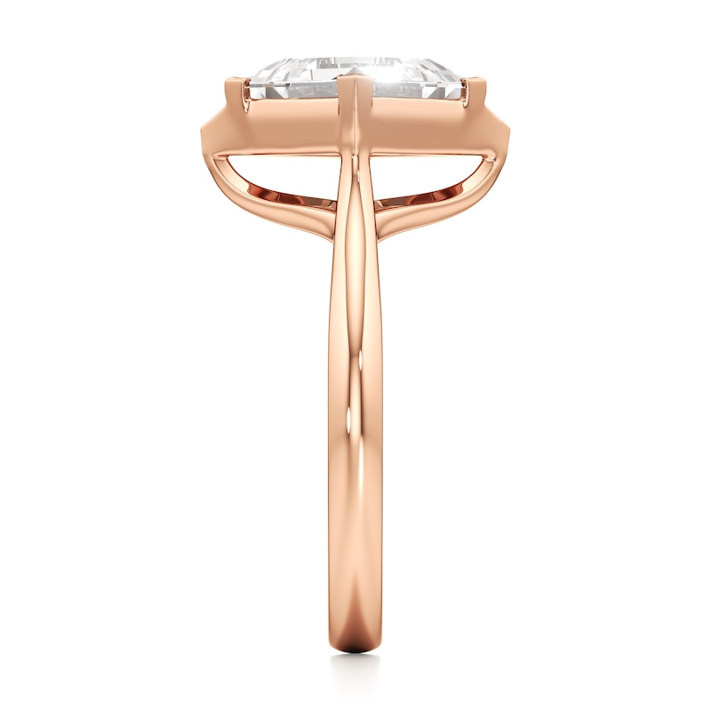 Main Image 3 of J'Lure Carre Step-Cut Lab-Grown Diamond Half-Halo Engagement Ring 2 ct tw 18K Rose Gold