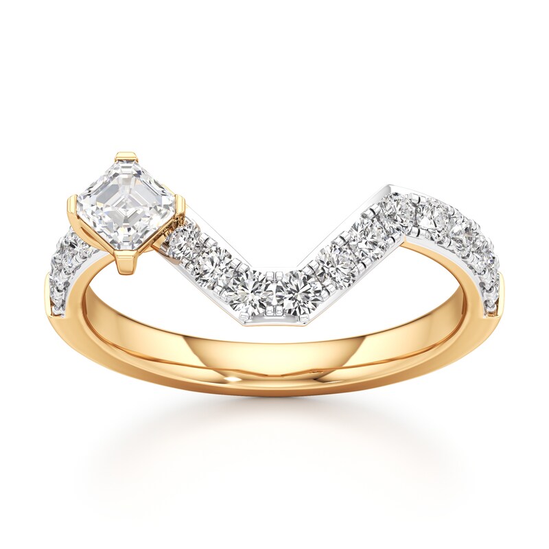 Main Image 1 of J'Lure Square-Emerald Step-Cut Lab-Grown Diamond Contour Wedding Band 3/4 ct tw 18K Yellow Gold