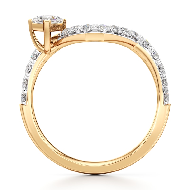 Main Image 2 of J'Lure Square-Emerald Step-Cut Lab-Grown Diamond Contour Wedding Band 3/4 ct tw 18K Yellow Gold