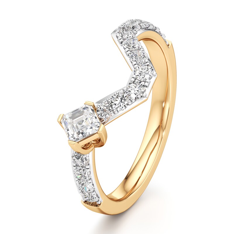 Main Image 4 of J'Lure Square-Emerald Step-Cut Lab-Grown Diamond Contour Wedding Band 3/4 ct tw 18K Yellow Gold