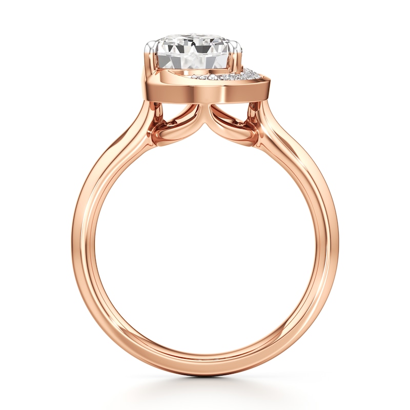 Main Image 2 of J'Lure Pear Step-Cut Lab-Grown Diamond Half-Halo Engagement Ring 3 ct tw 18K Rose Gold