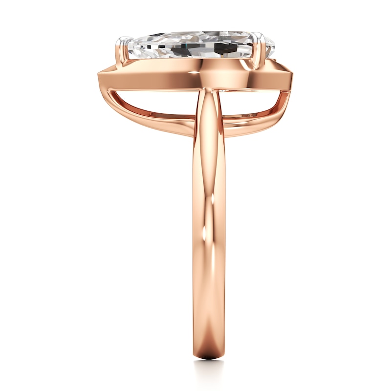 Main Image 3 of J'Lure Pear Step-Cut Lab-Grown Diamond Half-Halo Engagement Ring 3 ct tw 18K Rose Gold