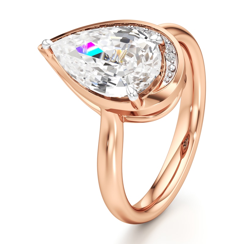 Main Image 4 of J'Lure Pear Step-Cut Lab-Grown Diamond Half-Halo Engagement Ring 3 ct tw 18K Rose Gold