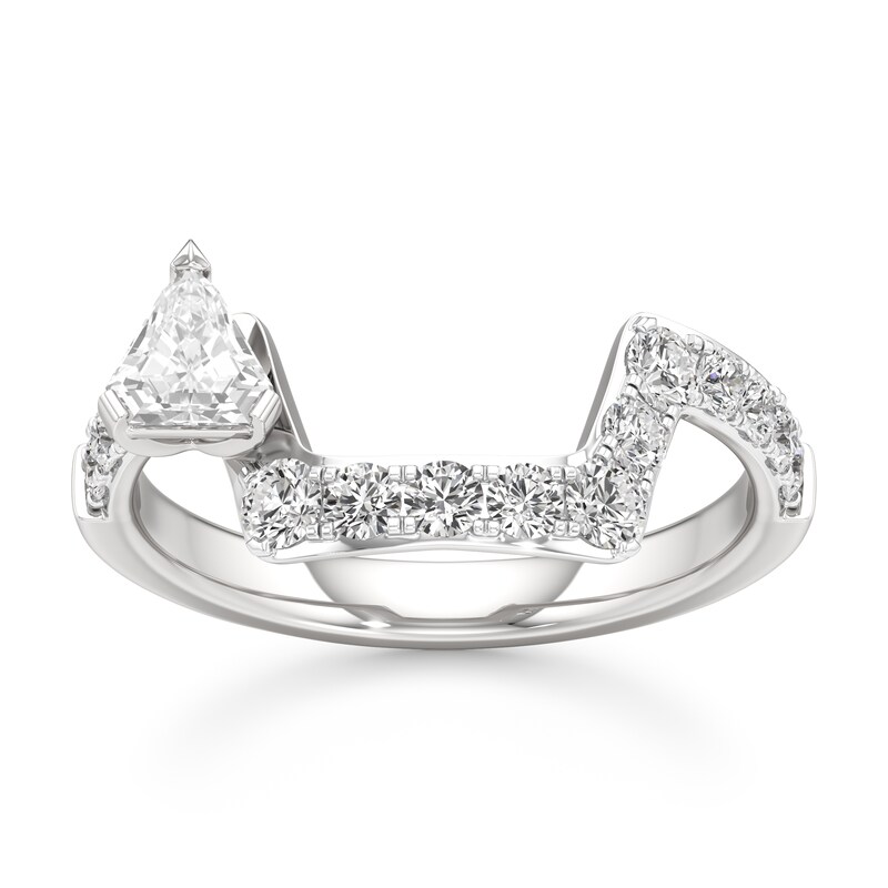 Main Image 1 of J'Lure Shield Step-Cut Lab-Grown Diamond Contour Wedding Band 7/8 ct tw 18K White Gold