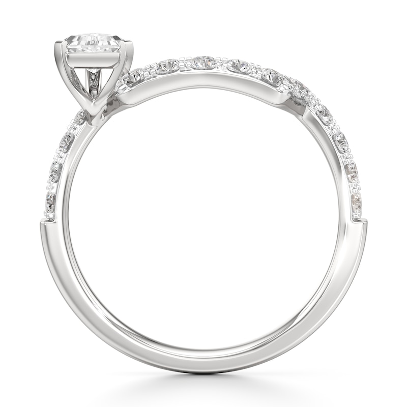 Main Image 2 of J'Lure Shield Step-Cut Lab-Grown Diamond Contour Wedding Band 7/8 ct tw 18K White Gold