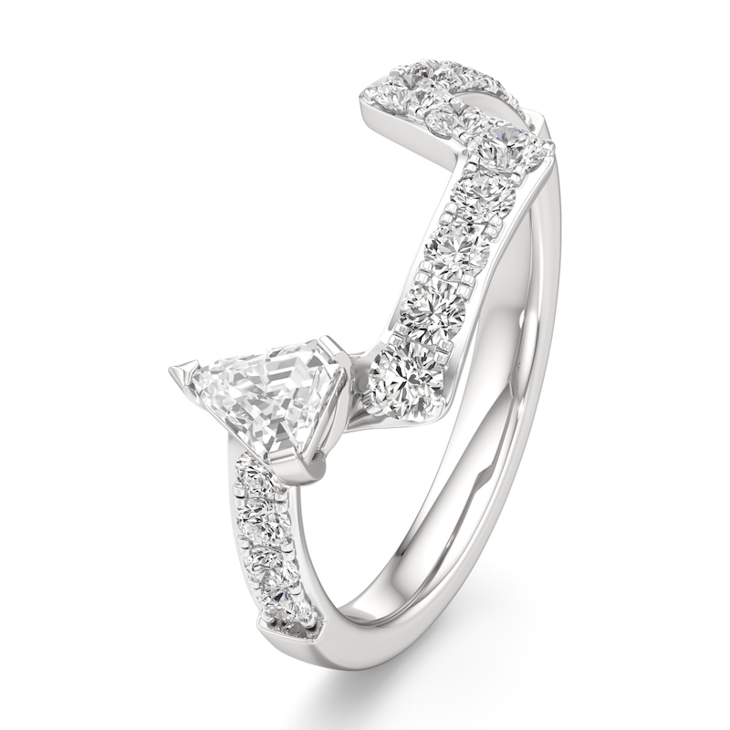 Main Image 4 of J'Lure Shield Step-Cut Lab-Grown Diamond Contour Wedding Band 7/8 ct tw 18K White Gold