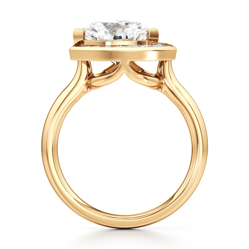 Main Image 2 of J'Lure Trillion Curved Brilliant-Cut Lab-Grown Diamond Half-Halo Engagement Ring 3-1/8 ct tw 18K Yellow Gold