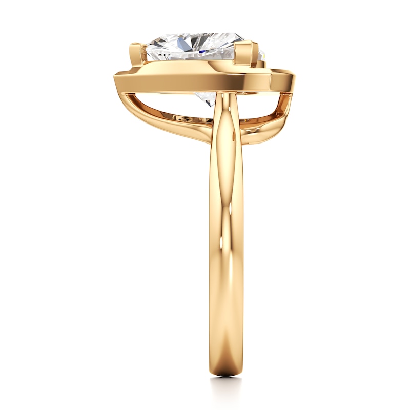 Main Image 3 of J'Lure Trillion Curved Brilliant-Cut Lab-Grown Diamond Half-Halo Engagement Ring 3-1/8 ct tw 18K Yellow Gold