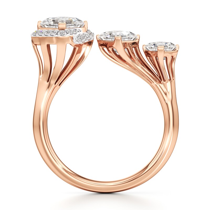 Main Image 2 of J'Lure Square-Emerald Step-Cut Lab-Grown Diamond Engagement Ring 2-1/6 ct tw 18K Rose Gold