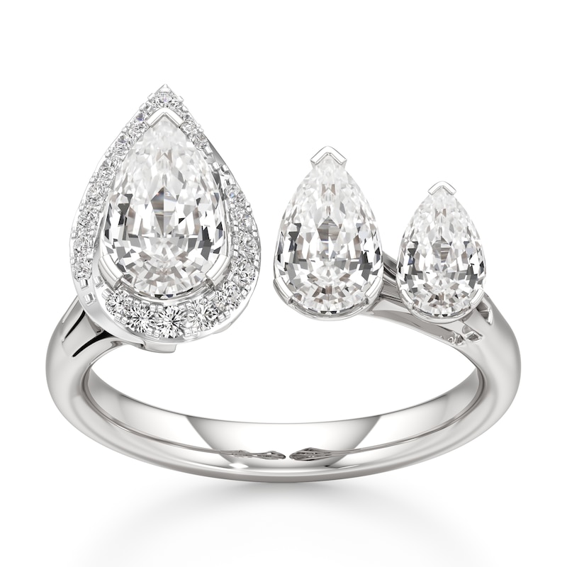 Main Image 1 of J'Lure Pear Step-Cut Lab-Grown Diamond Engagement Ring 2-1/5 ct tw 18K White Gold