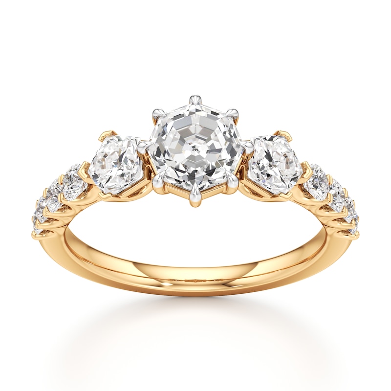 Main Image 1 of J'Lure Octagon Step-Cut Lab-Grown Diamond Engagement Ring 1-7/8 ct tw 18K Yellow Gold