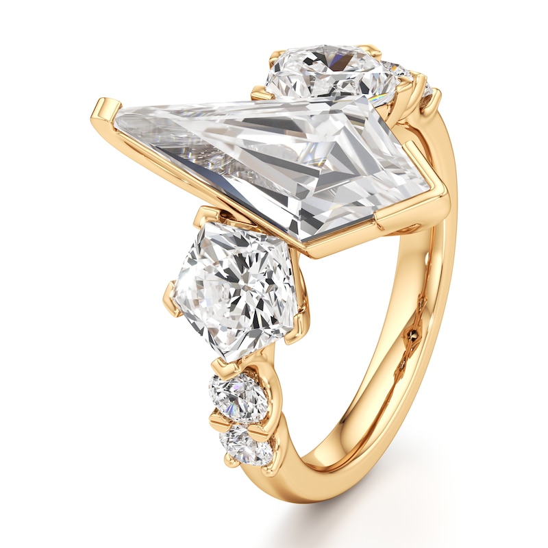 Main Image 4 of J'Lure Kite Step-Cut Lab-Grown Diamond Engagement Ring 5-1/3 ct tw 18K Yellow Gold