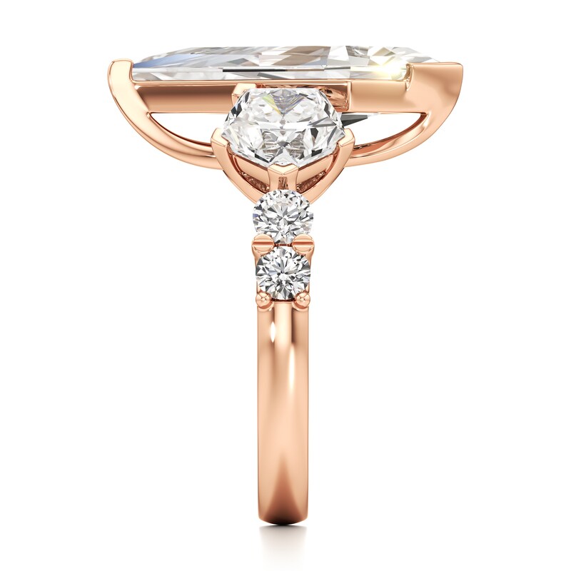 Main Image 3 of J'Lure Kite Step-Cut Lab-Created Diamond Engagement Ring 5-1/3 ct tw 18K Rose Gold