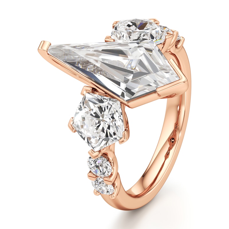 Main Image 4 of J'Lure Kite Step-Cut Lab-Created Diamond Engagement Ring 5-1/3 ct tw 18K Rose Gold
