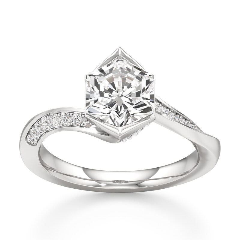 Main Image 1 of J'Lure Hexagon Brilliant-Cut Lab-Grown Diamond Bypass Engagement Ring 2-1/4 ct tw 18K White Gold