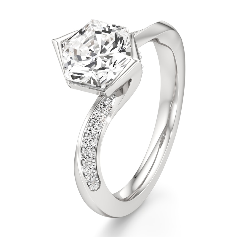 Main Image 4 of J'Lure Hexagon Brilliant-Cut Lab-Grown Diamond Bypass Engagement Ring 2-1/4 ct tw 18K White Gold