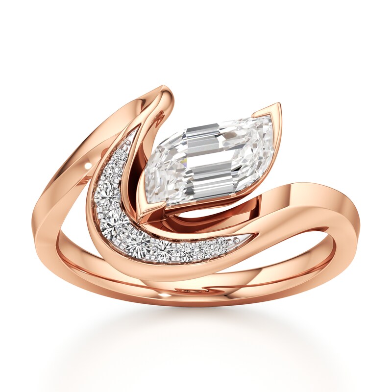Main Image 1 of J'Lure Leaf Step-Cut Lab-Grown Diamond Engagement Ring 1 ct tw 18K Rose Gold