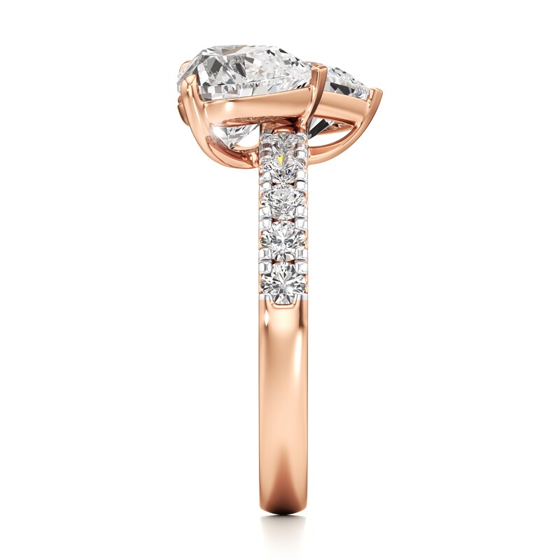 Main Image 3 of J'Lure Heart Brilliant-Cut Two-Stone Lab-Grown Diamond Engagement Ring 3-1/3 ct tw 18K Rose Gold