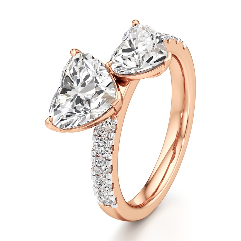 Main Image 4 of J'Lure Heart Brilliant-Cut Two-Stone Lab-Grown Diamond Engagement Ring 3-1/3 ct tw 18K Rose Gold