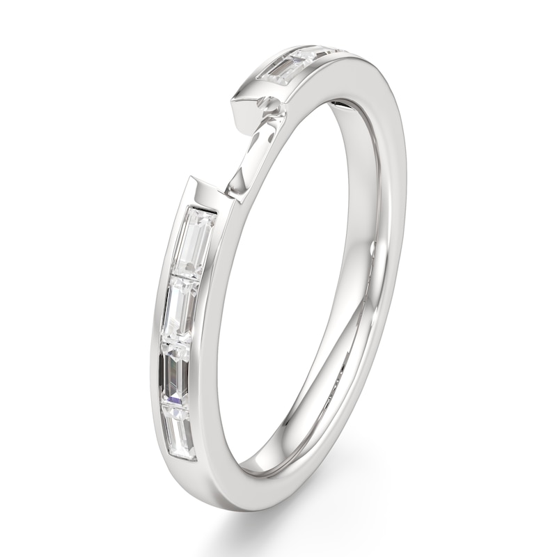 Main Image 4 of J'Lure Baguette-Cut Lab-Grown Diamond Contour Wedding Band 1/3 ct tw 18K White Gold