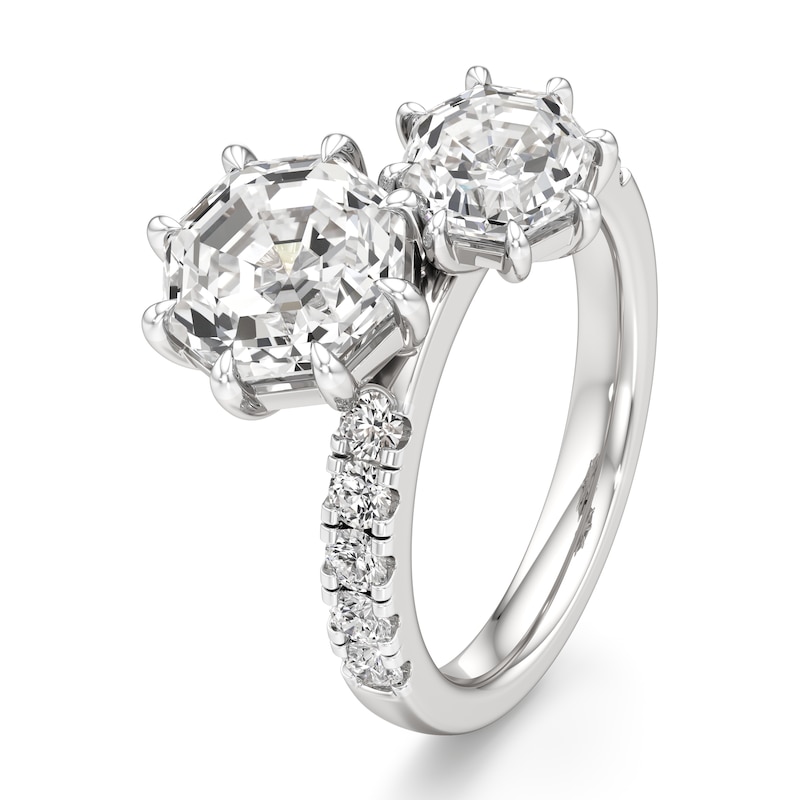 Main Image 4 of J'Lure Octagon Step-Cut Two-Stone Lab-Grown Diamond Engagement Ring 4-5/8 ct tw 18K White Gold