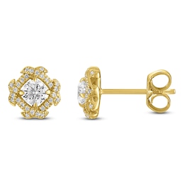 Unspoken Diamond Halo Stud Earrings 1/2 ct tw 14K Yellow Gold