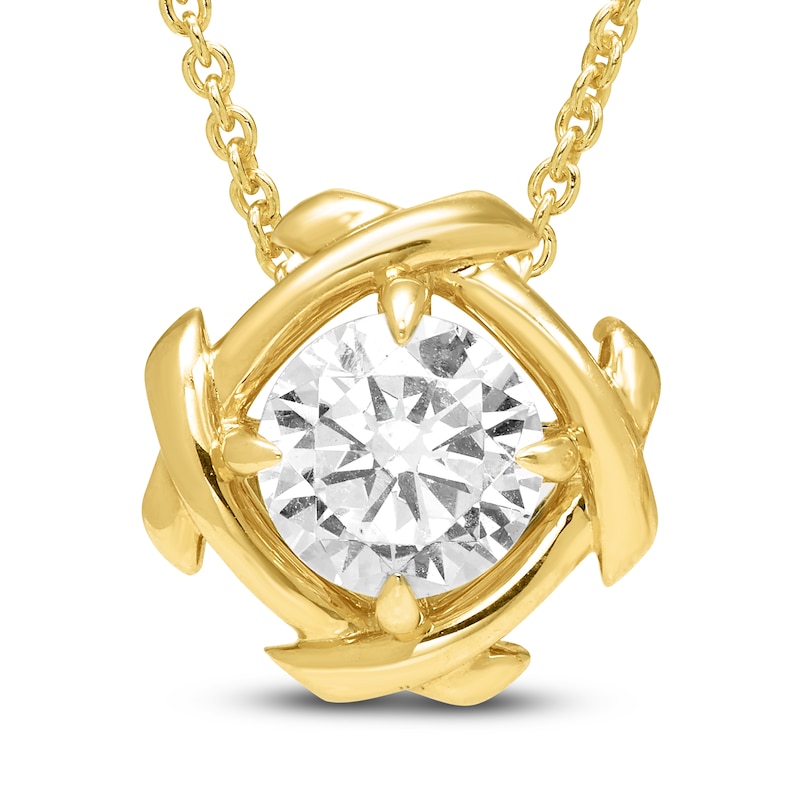 Main Image 1 of Unspoken Diamond Solitaire Necklace 2 ct tw 14K Yellow Gold 18" (I1/I)