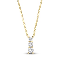 Jared Signature Lab-Grown Diamond Graduated Three-Stone Drop Necklace 1/2 ct tw 14K Yellow Gold 18"