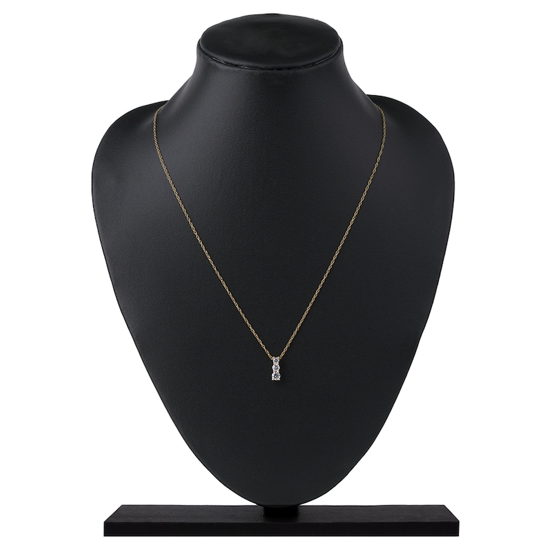 Main Image 5 of Lab-Grown Diamond Graduated Three-Stone Drop Necklace 1/2 ct tw 14K Yellow Gold 18"