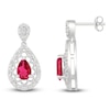 Thumbnail Image 3 of Pear-Shaped Lab-Created Ruby & Diamond Filigree Dangle Earrings 1/6 ct tw Sterling Silver