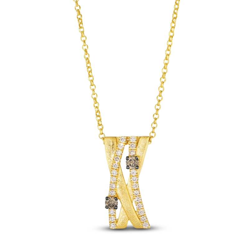 Main Image 1 of Le Vian Diamond Multi-Row Crisscross Necklace 1/2 ct tw 14K Honey Gold 19"
