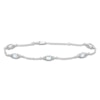 Thumbnail Image 1 of Oval-Cut Natural Aquamarine & Diamond Station Bracelet 1/15 ct tw 10K White Gold 7.25"